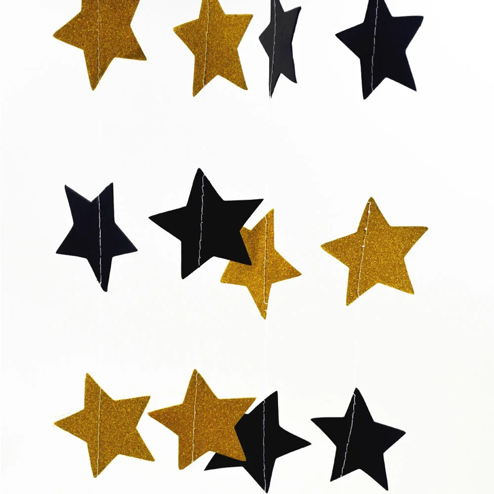 Золотая черная гирлянда из блестящей бумаги 2 м для самостоятельного