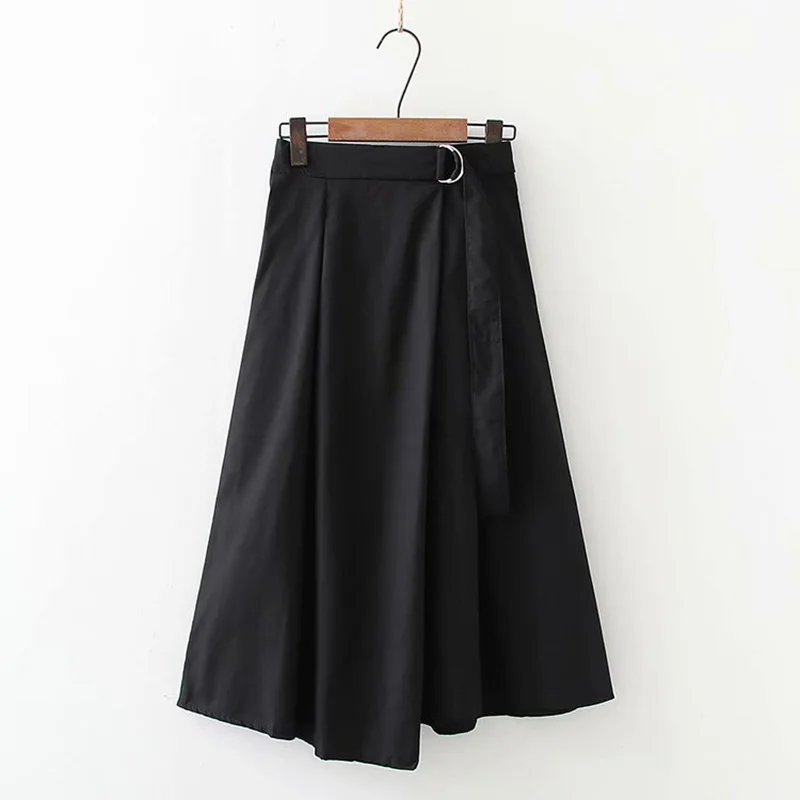 

ZZKYT 2021 Women Summer Vintage Solid Sashes Irregular Midi Skirt Fashion Elastic Waist Streetwear Ladies Skirts Casual Vestidos