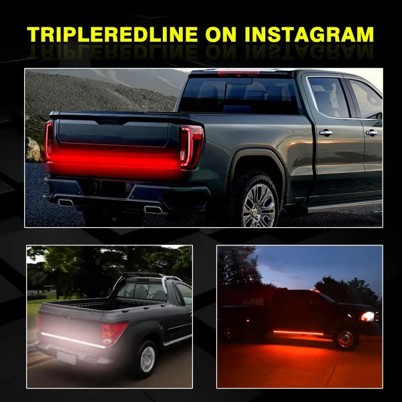 150cm Car Lights Truck Tailgate LED Strip Light Bar Triple Row 4-Function With Driving Brake Turn Signal For Jeep Pickup SUV |
