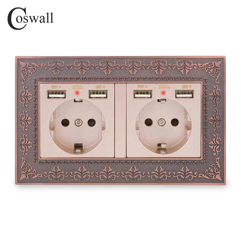 COSWALL 2 банды Россия Испания стандарт ЕС розетка с 4 USB порт зарядки скрытый мягкий