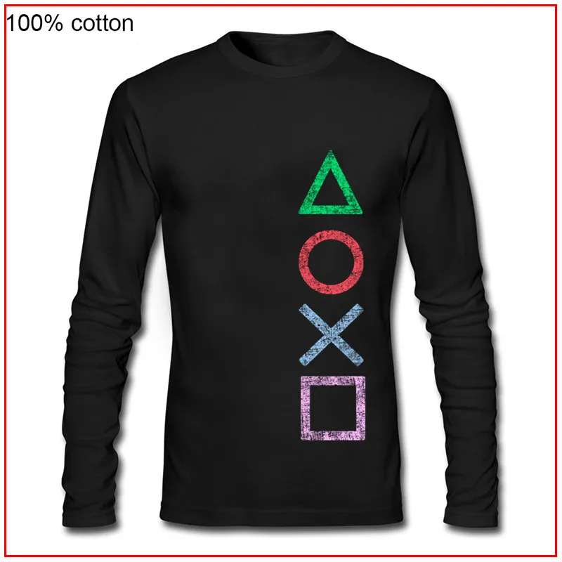 Футболка мужская с логотипом PS винтажная тенниска длинным рукавом в стиле ретро