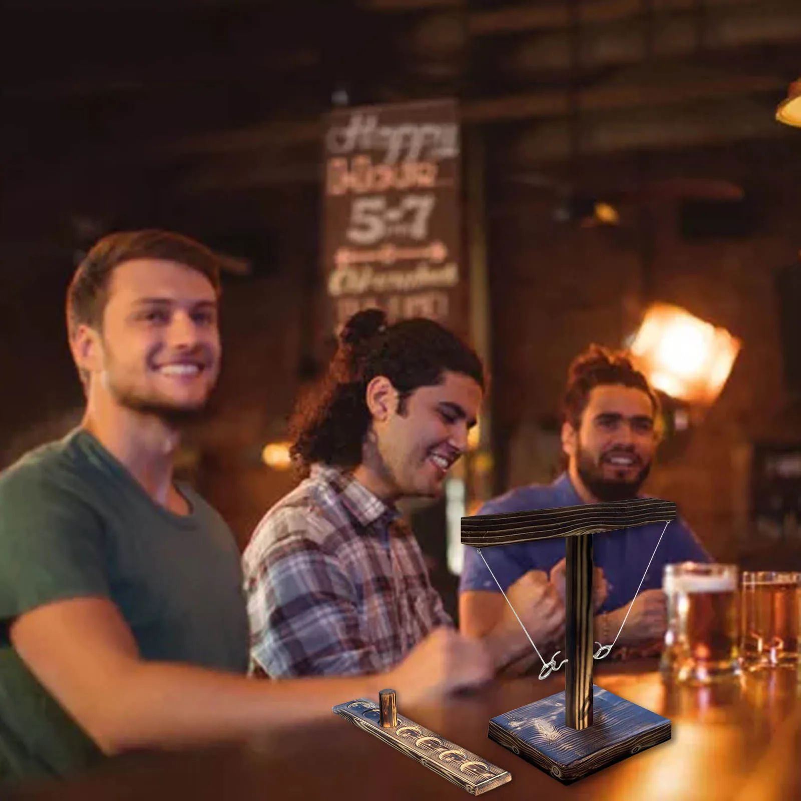 

NEW Party toys Leisure Industrial Style Bar Drink Shop Handmade Wooden Ring Toss Hooks Fast-paced Interactive Game For Bars Home