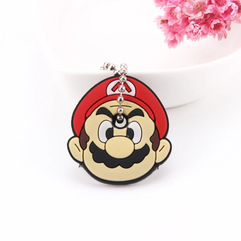 Cartoon Anime Cute Key Cover Cap Silicone Mickey Stitch Bear Keychain Women Gift Owl Porte Clef Minne Key Chain - Цвет: D08