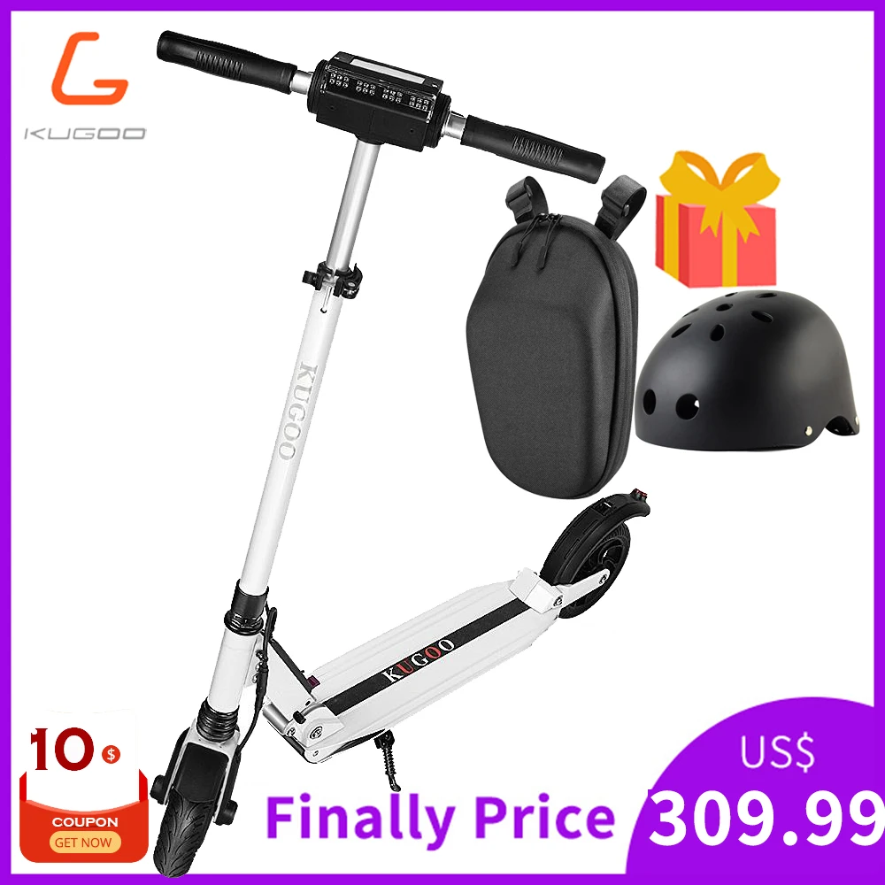 Белый Электрический скутер KUGOO S1, 350 Вт, складной, скоростной, для взрослых, 3 режима скорости, 8 Дюймов, 30 км, 1-5 дней, в ЕС, M365 - Цвет: Белый