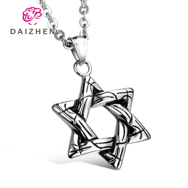

New Steampunk Six-Pointed Star Pendant Necklace Silver Hollow Inverted Triangle Man David Star Pendant Necklace Woman Gift