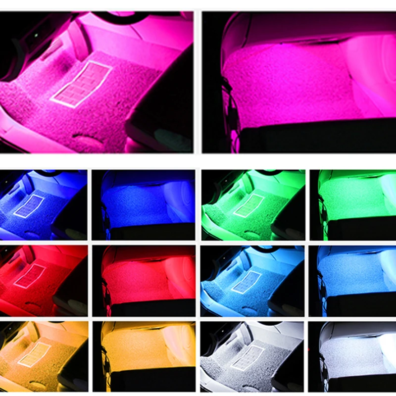 2 в 1 Светодиодная лента для салона автомобиля 12 В|foot lamp|atmosphere lightinterior light |