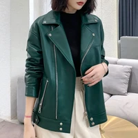 meshare women spring genuine real sheep leather jacket r5