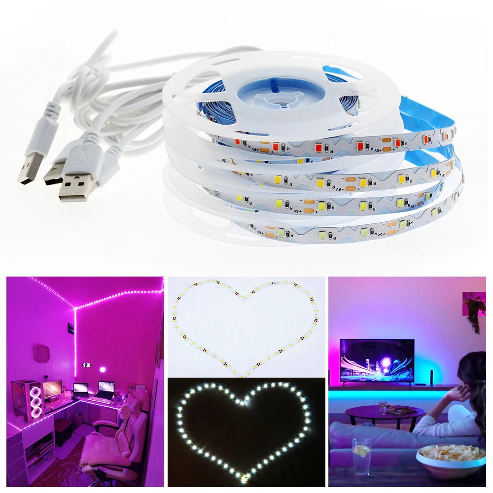 

S Shape 2835 PCB LED Strip Free Bending Tape White/Ice Blue/Pink DC5V Light Backlight Channel Letters Advertising Ribbon 1-3M