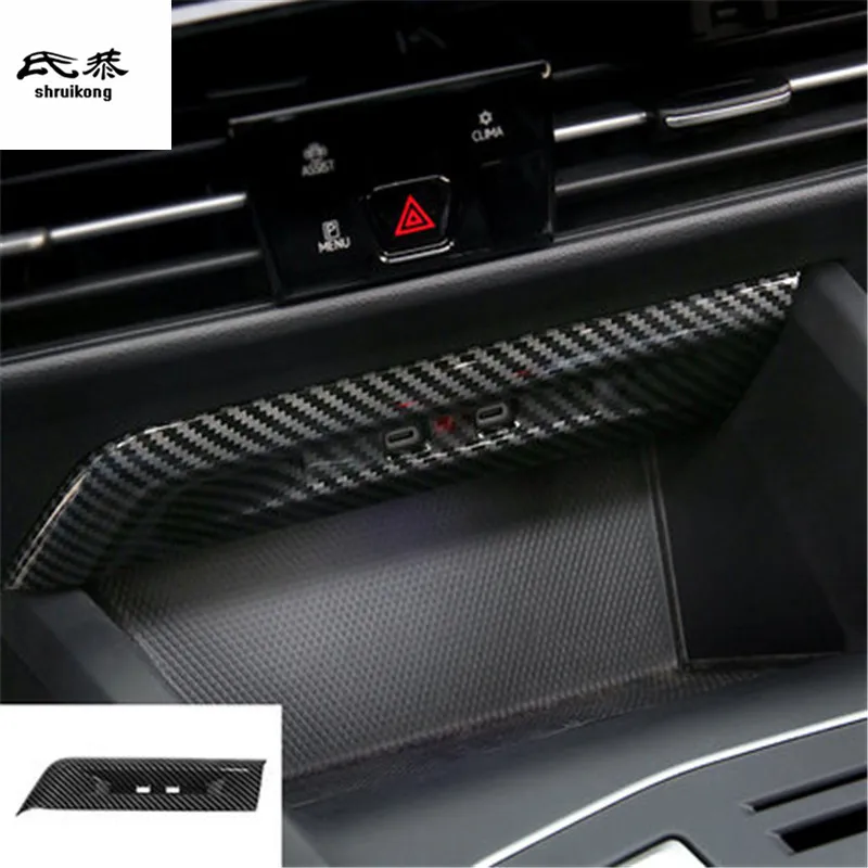 

1Lot ABS Carbon Fiber Grain Central Control Storage Box Decoration Cover For 2020 2021 Volkswagen VW GOLF 8 MK8