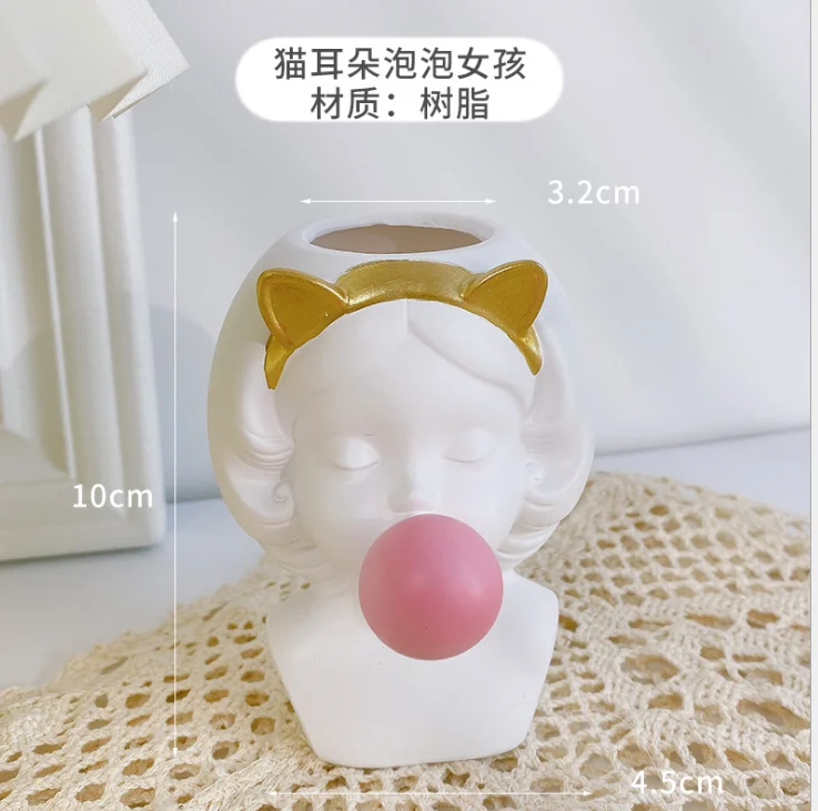 

Beautifull 3D Girl Head Cement Vase Mould DIY Concrete Flower Pot Silicone Planter Molds Garden Decorating Craft