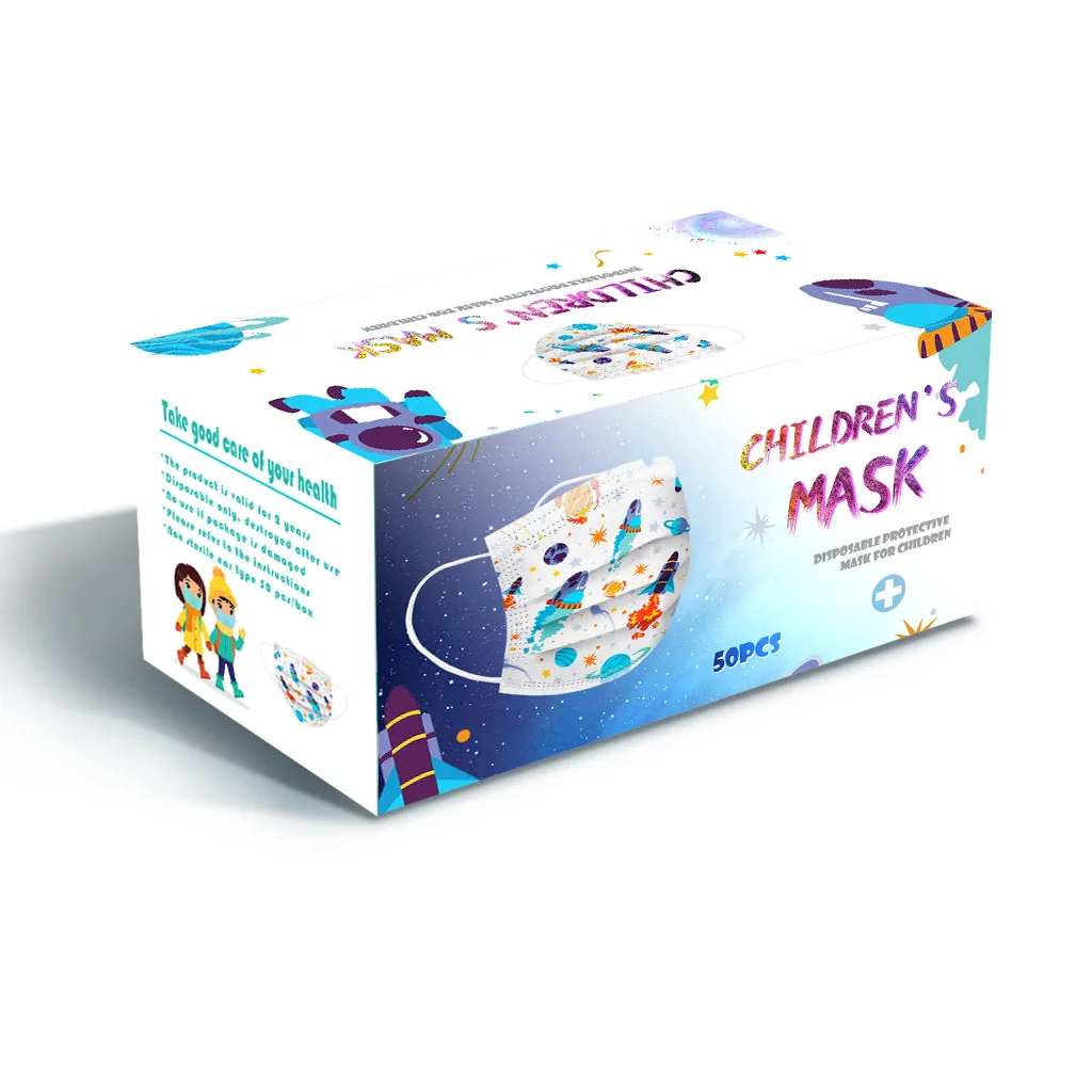 Детская маска одноразовая для лица промышленная 3-слойная с петлями ушей