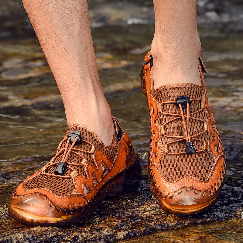 

Summer Casual Shoes Men Sandals handmade sewing Gladiator Sandals fashion breathable Platform Outdoor Beach Sandal Rome Footwear