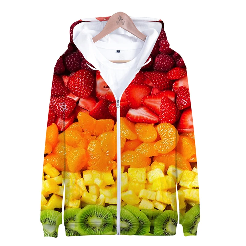 

Fashion Novelty Fruit Zipper Hoodies Leisure 3D Print Zipper Sweatshirts Cardigan Classic Long Sleeve Boys/girls Jacket Coats