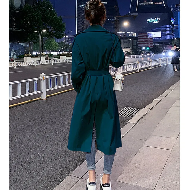 

2020 Spring Autumn Female Trench Coat High Street Women clothes Khaki Loose Outerwear With belt Slim Long Female windbreaker
