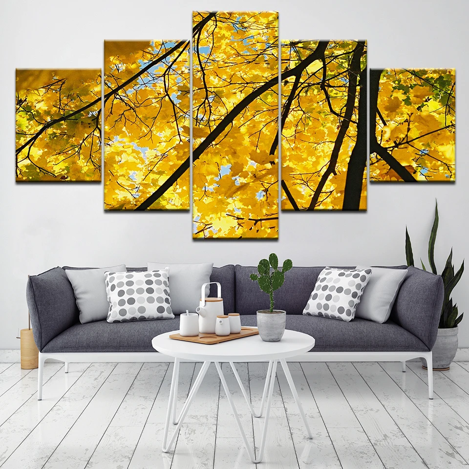 

Canvas Painting Wall Art HD Prints 5 Pieces Maple Forest Home Landscape Bedroom Decor Modular Framework Pictures Artwork Poster