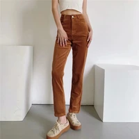 2022 new corduroy harem pants womens trendy thin looking loose tapered pants vintage solid high waist loose wide leg trousers