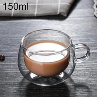 150ml glass double wall thermal glass cup heat resistant tea coffee mug with handle whiskey glass coffee mug tazas de cafe