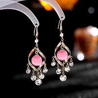 2022 trendy jewelry spiral geometric hook earings designer statement tassel dangle luxury wedding opal earrings jewelry