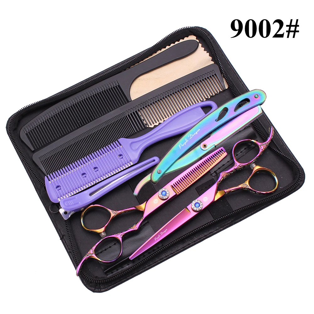 Фиолетовый дракон 5 &quotяпонский 440C Красота волос филировочные ножницы набор