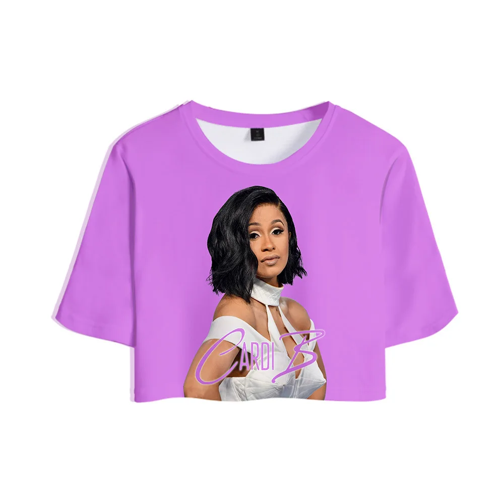 Весенне летняя новая стильная футболка с короткими рукавами и 3D принтом Rap Cardi B