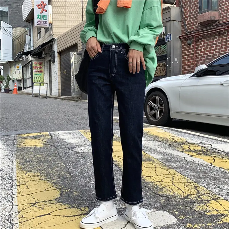 Винтажная уличная одежда HziriP Стильные повседневные универсальные прямые синие