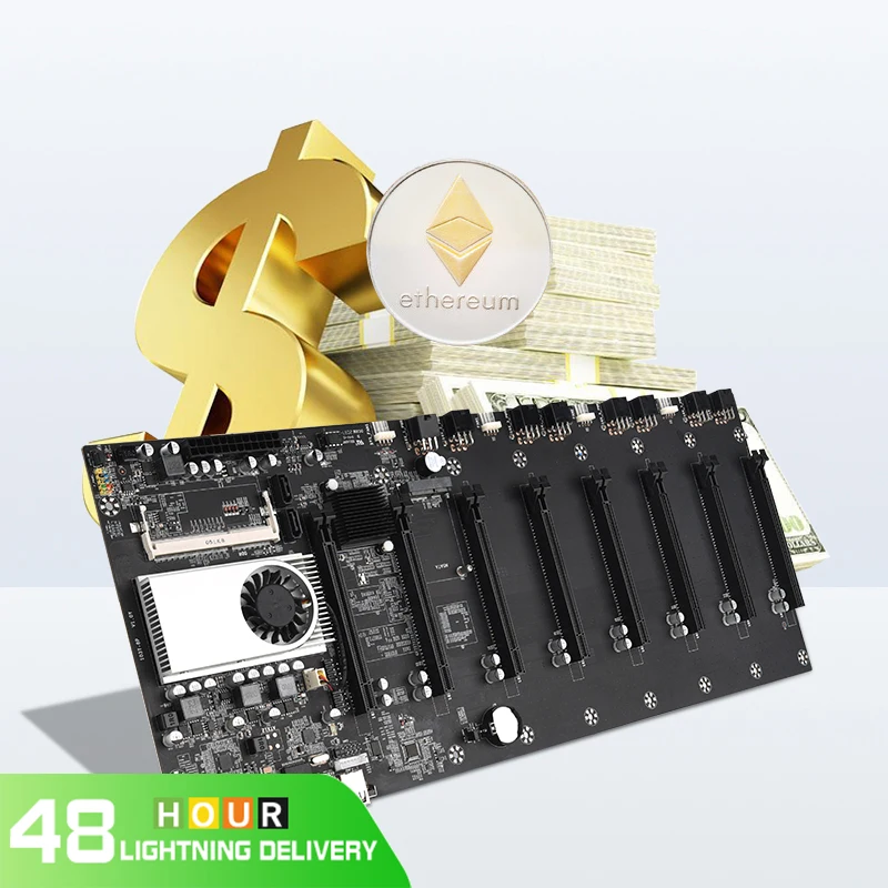 Материнская плата 8 GPU для майнинга биткоинов криптовалюмов поддержка 1066/1333/1600