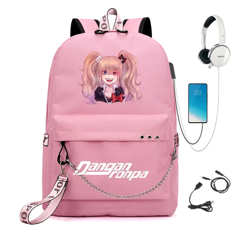 Anime Danganronpa monokuma Nagito Komaeda USB Charge Backpack men School bags Women bag Travel laptop Mochilas | Багаж и сумки