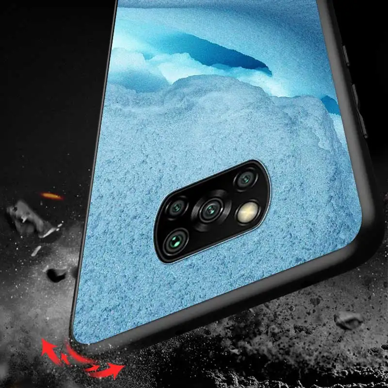 

Ice Blue Water For Xiaomi Redmi K30 K30S Mi 10T Lite Pro Poco X3 NFC X2 M3 M2 F2 Pro C3 F1 Black Phone Case