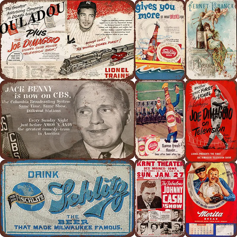 

[Douladou] 1960's Retro Beer poster Vintage Metal Tin Sign Bar Pub Casino Home Decorative Plates Relax Plaque 30*20CM