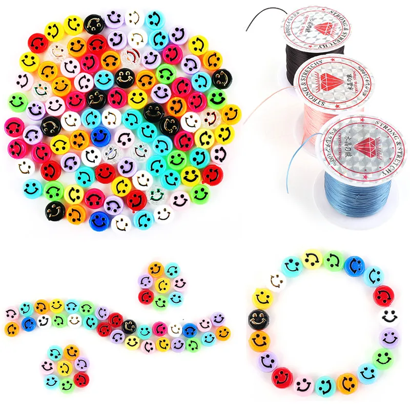 

1set 9mm Mixed Smiley Charm Beads Resin Beads DIY Bracelet Necklace Beads For Jewelry Making Accessories