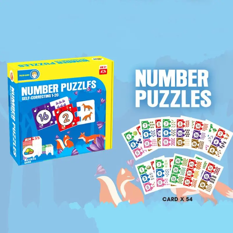 

97BE Self-Correcting Number Puzzles Set Developmental Toys Storage Box Bundle 54 Pieces Great Gift for Girls and Boys Best for 6