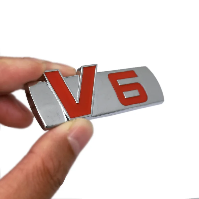 New Metal Zinc Alloy V6 Logo 3D Car Sticker Badge V-6 Engine Sign Rear Trunk Toyota Highlander Ford Mondeo Chevrolet Styling | Автомобили