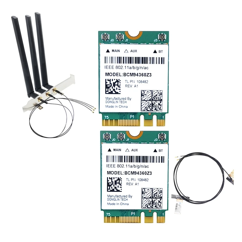 

Адаптер BCM94360NG Gigabit 5G, Двухчастотная Встроенная беспроводная сетевая карта Bluetooth 4.0 Адаптер NGFF Card с 3 антеннами