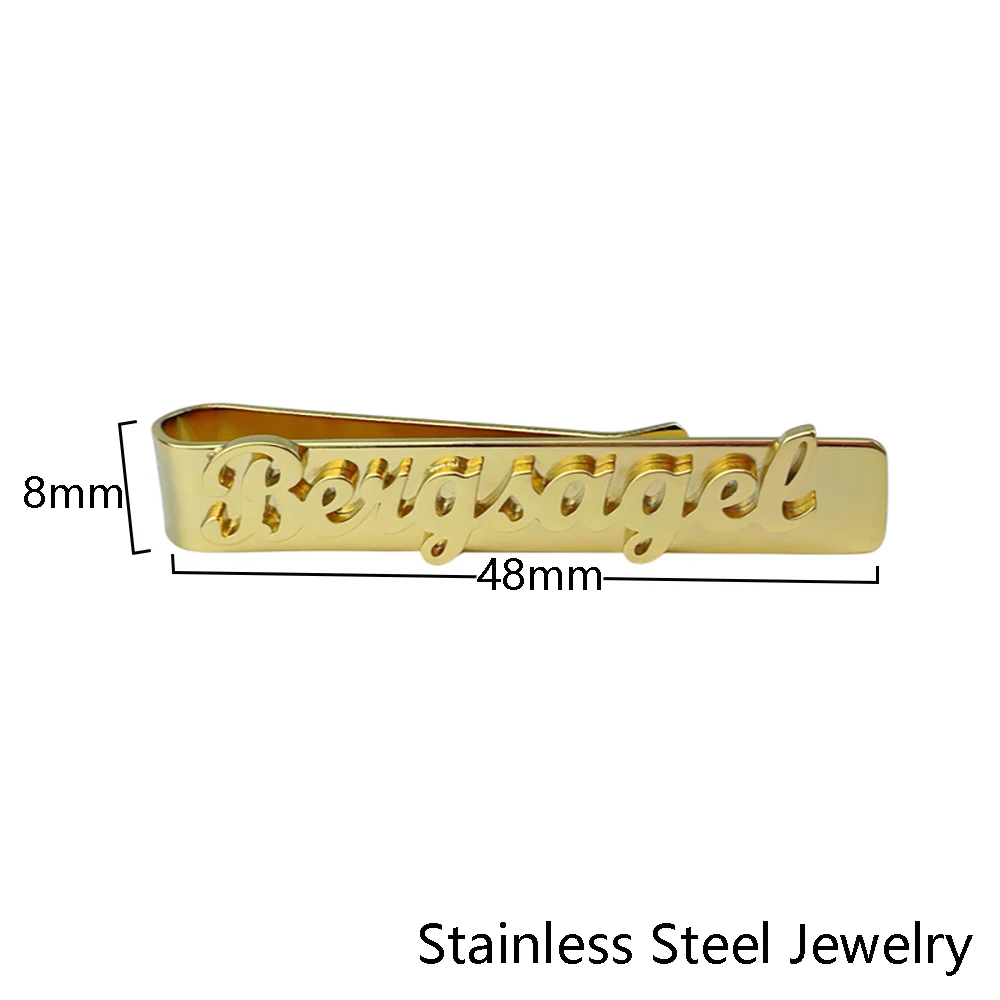Персонализированный мужской Tiepin с именной табличкой из нержавеющей стали зажим