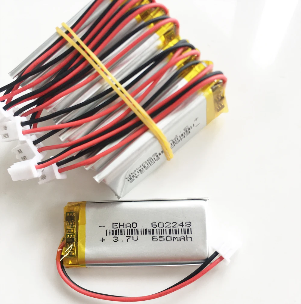 10 шт. 602248 3 7 V 650mAh литий полимерный Перезаряжаемые Батарея + JST XHR 2 54 мм 2pin разъем для