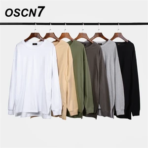 OSCN7 Высокая Уличная Повседневная однотонная Свободная Толстовка для мужчин 2019 осень мода уличная Harajuku Объемная толстовка для мужчин s 2803