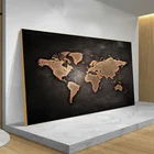 Абстрактная карта мира в стиле ретро, холст, настенная живопись, картина, Карта мира, плакаты и принты для гостиной, кабинета, домашний декор