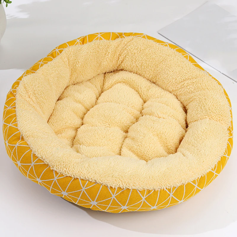 Удобная Лежанка для домашних животных с круглым принтом плюшевая подстилка