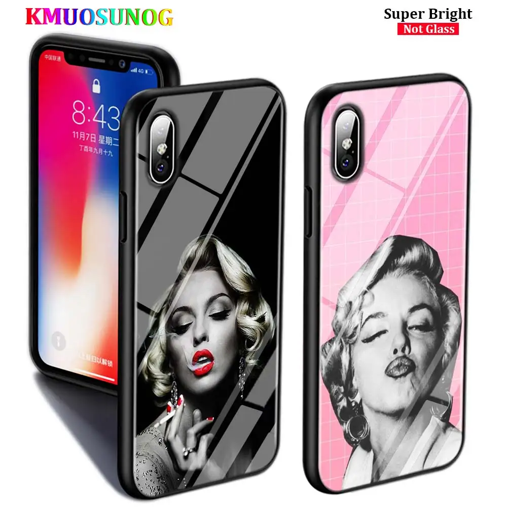 Черный чехол для iPhone 11 11Pro Max Модный глянцевый Мэрилин Монро X XR XS 8 7 6 6S Plus|Бамперы| |