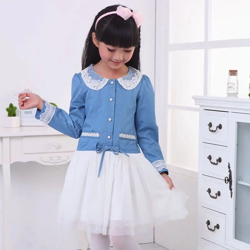 Вечернее платье с длинным рукавом для маленьких девочек От 3 до 6 лет голубое