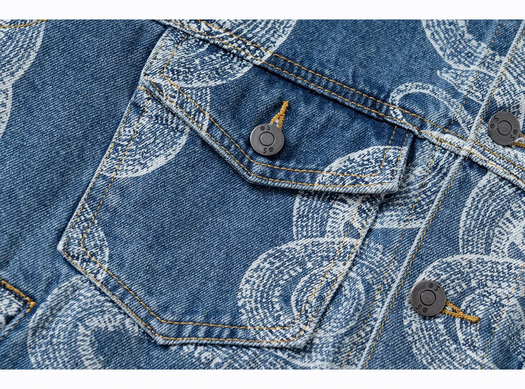 

Spring Men's High Street Hip Hop Loose Snake Print Denim Jacket
