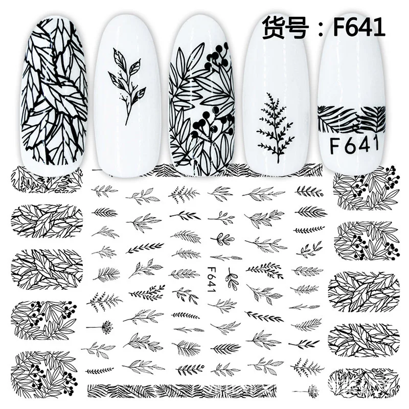 

2PC Olive Branch Hand adhesive 3d nail sticker foil nails art decoration cute designs nail decals manicure supplies tool
