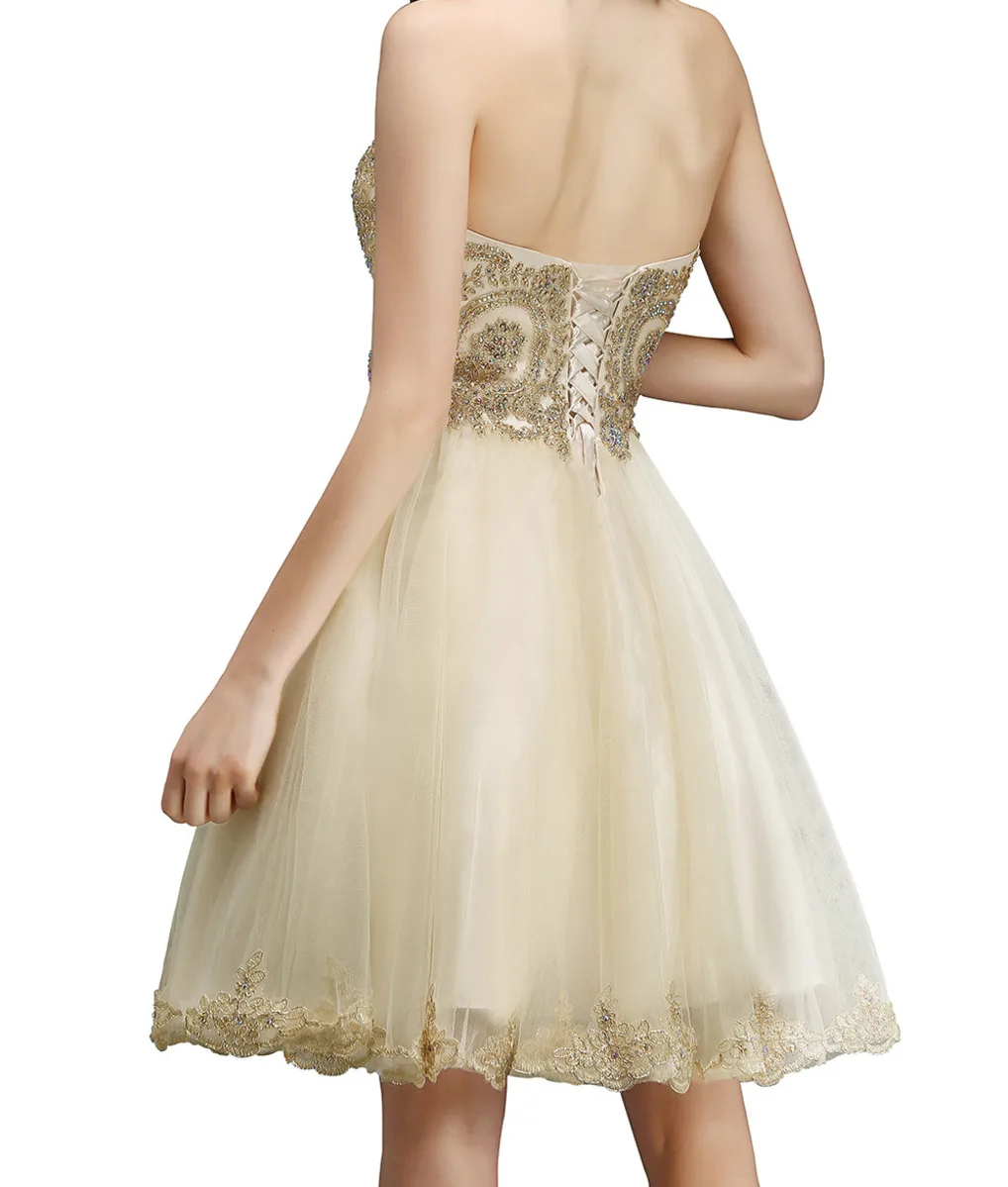 

BacklakeGirls Cheap Short Cocktail Dress For Weddings Sweetheart Tulle A Line Formal Party Dress Robe De Soire De Mariage