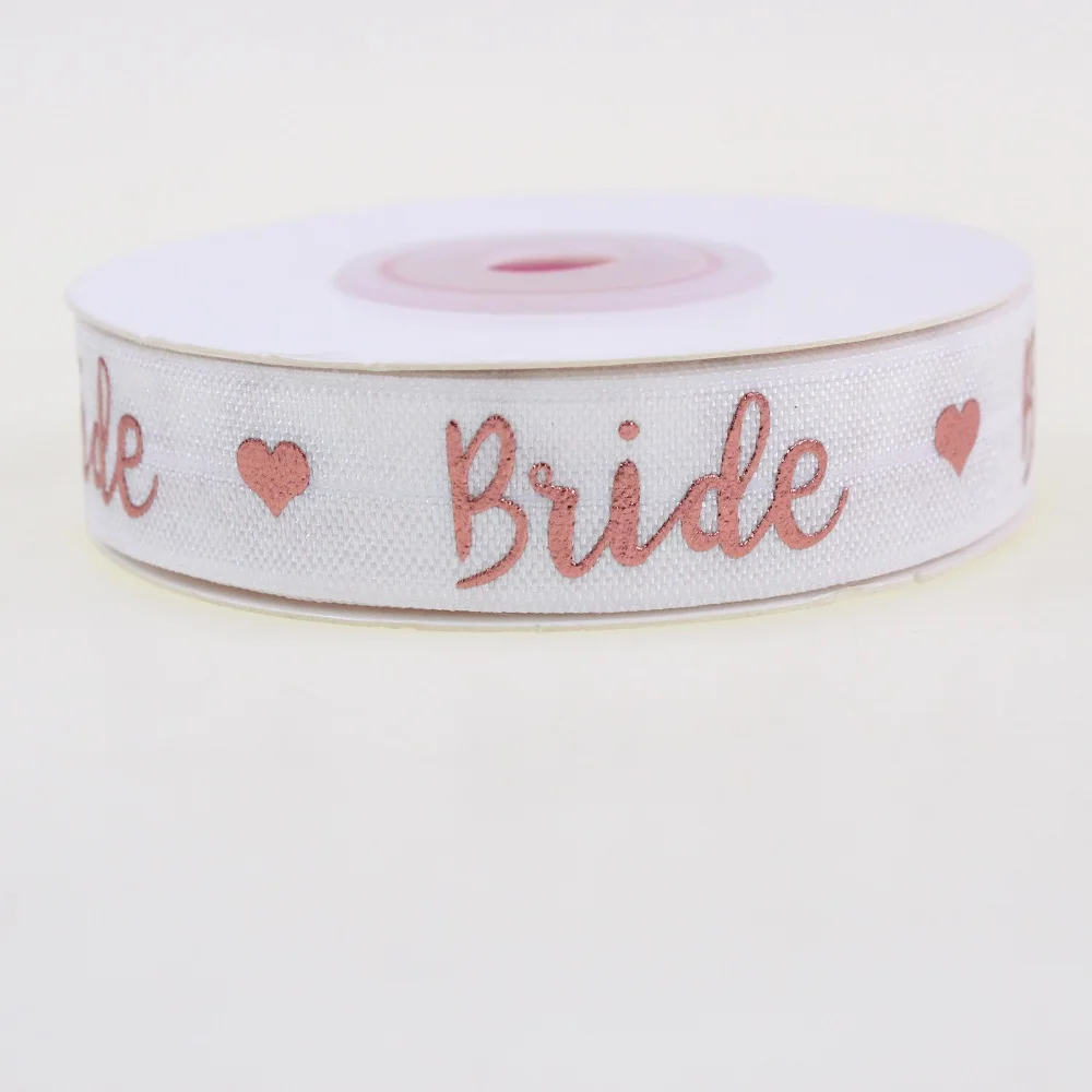 5/8 ''(16 мм) розовая бронзовая Золотая фольга с принтом&quot невеста &quot