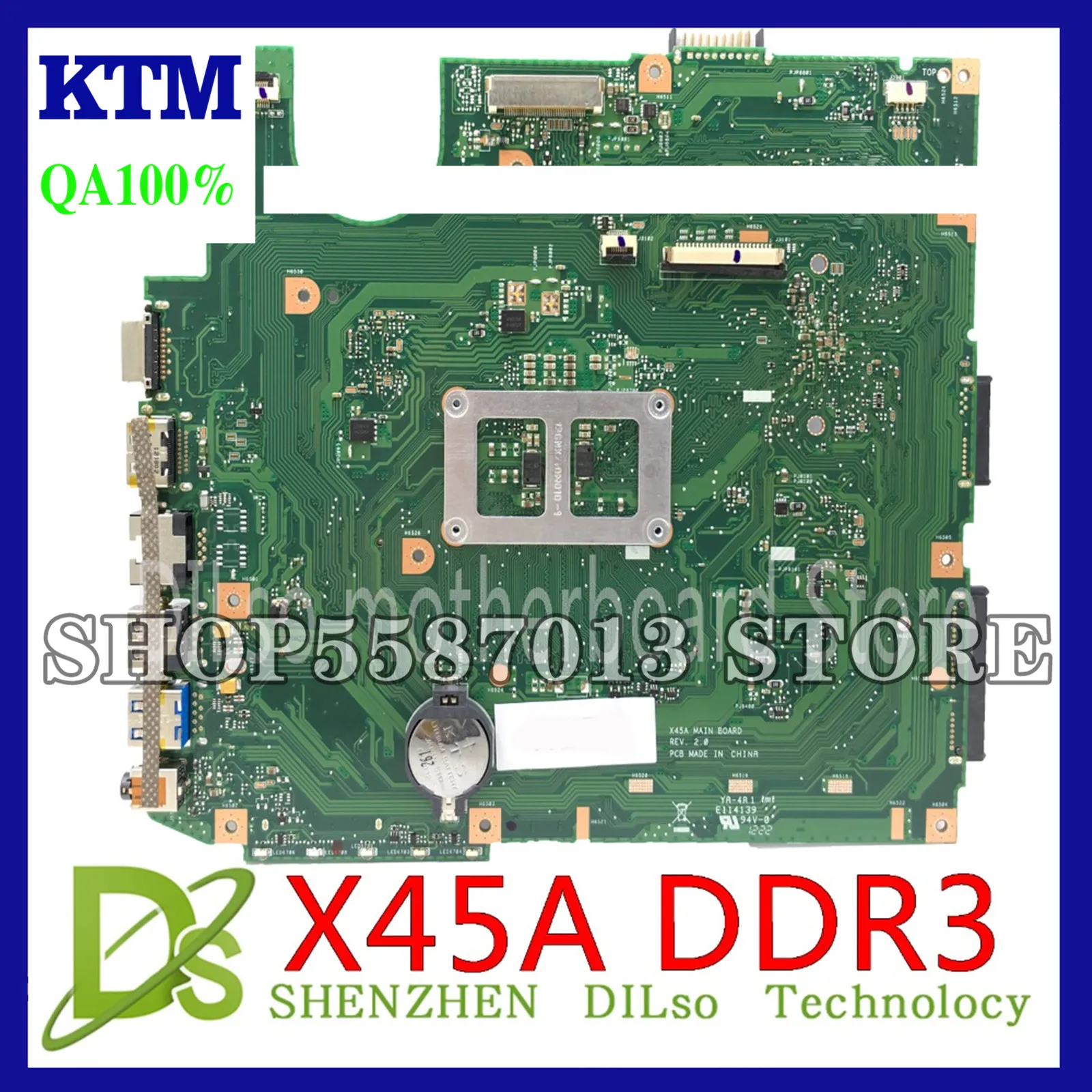 

KEFU X45A Mainboard For ASUS X45A Laptop Motherboard REV2.0 HM70 DDR3 Test work 100% original