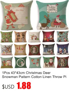 1Pcs Santa Pattern Christmas Cushion Cover 45*45 Decorative Throw Pillow Xmas New Year Home Decor Polyester Pillowcase 40543