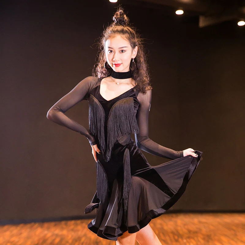 Женское платье с бахромой для латиноамериканских танцев пикантное Танго Румба