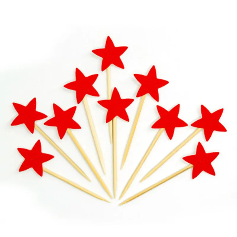 Party cake decoration sparkling five stars Insert flag card with glitter pink shining | Дом и сад