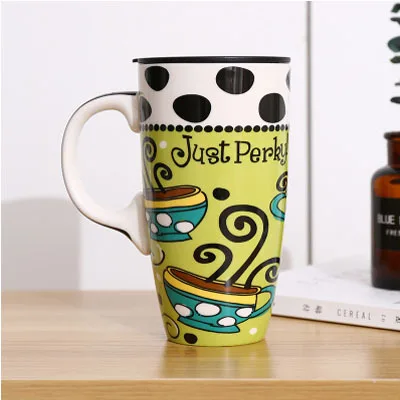 Dream of coffee С крышкой Питьевая чашка большая кофейная чашка Бытовая Мода парный керамический чашка - Цвет: Dream of coffee