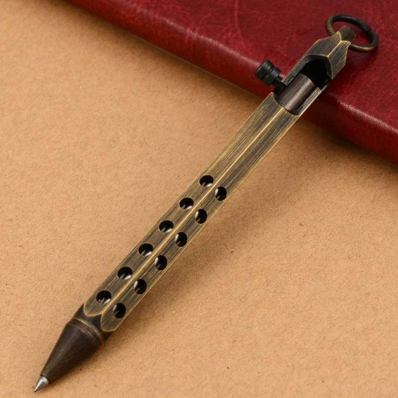 

Business EDC Tactical Pen Brass Anti-skid Portable High-grade Gift Pen Self Defense Bolt Pen Tool Handmade Brass